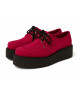 Creepers Nevermind en suédine rouge framboise à semelle épaisse 5 cm.