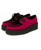 Nevermind Creepers in raspberry & black suedette with 5 cm platform sole.