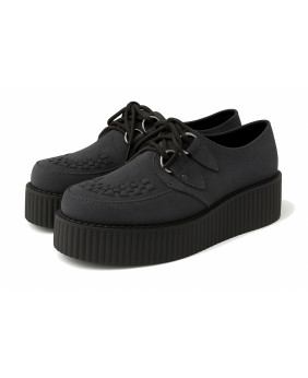 Modèle Creepers Nevermind anthracite uni en suédine, semelle double 5 cm.