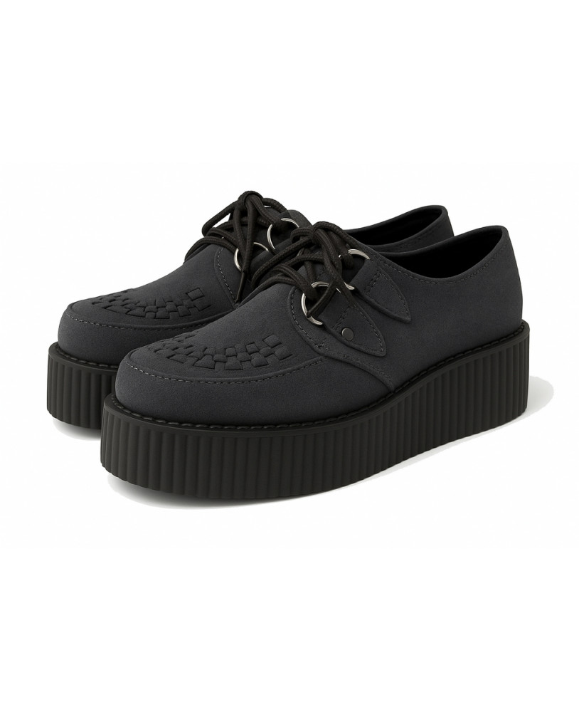 Modell Nevermind Creepers in einfarbigem Anthrazit, Wildlederoptik, 5 cm Sohle.
