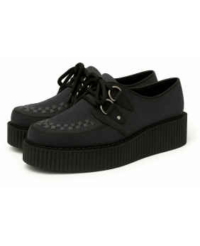 Creepers Nevermind noir & anthracite en suédine, semelle plateforme 5 cm.