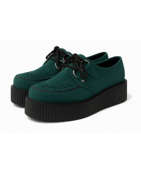Creepers Nevermind vert Gramma en suédine, semelle plateforme 5 cm.