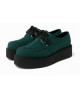 Creepers Nevermind vert Gramma en suédine, semelle plateforme 5 cm.