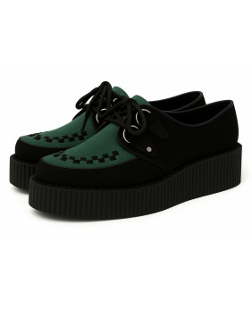 Creepers Nevermind noir & vert Gramma en suédine, semelle plateforme 5 cm.