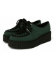 Creepers Nevermind en suédine vert Gramma et noir, semelle plateforme 5 cm.