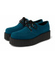 Creepers Nevermind en suédine bleu pétrole, semelle plateforme noire de 5 cm.