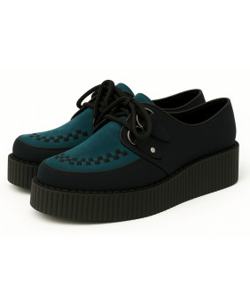 Creepers von Nevermind in Schwarz und Petrol, Wildlederoptik, 5 cm schwarze Sohle.