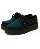 Nevermind Creepers in black and petrol blue suedette with black 5 cm platform sole.