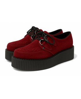Unisex-Creepers aus granatrotem Wildleder mit doppelter schwarzer Plateausohle – Nevermind Platform Original