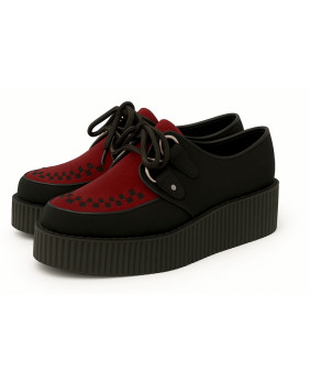 Creepers unisexes en suédine noire et grenat à semelle double – Nevermind
