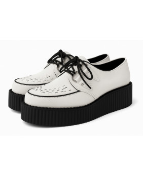 Unisex white suede creepers with black double sole – Nevermind