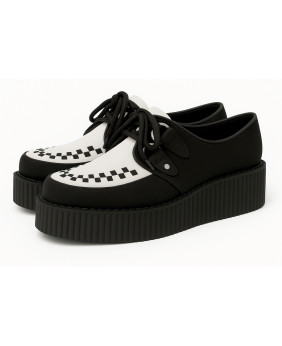 Unisex black and white suede creepers with black double sole – Nevermind