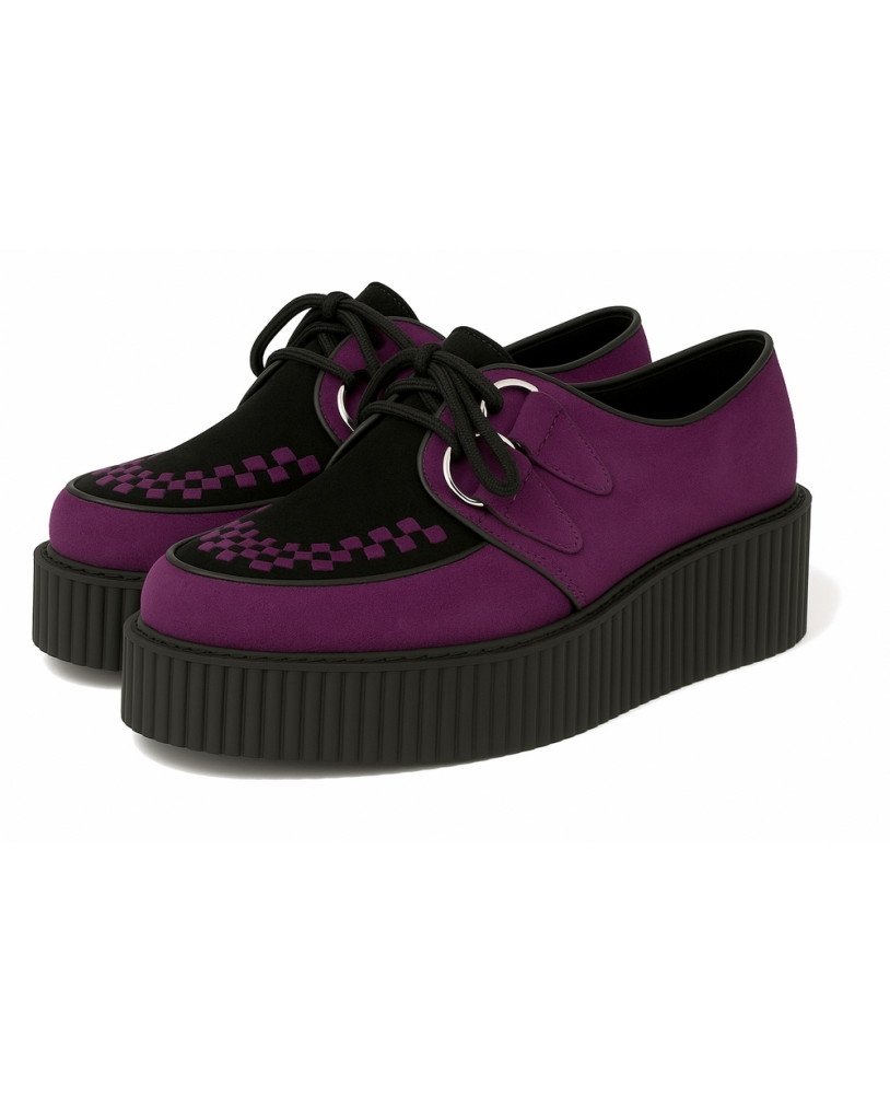Unisex violet & black suede creepers with black double sole – Nevermind