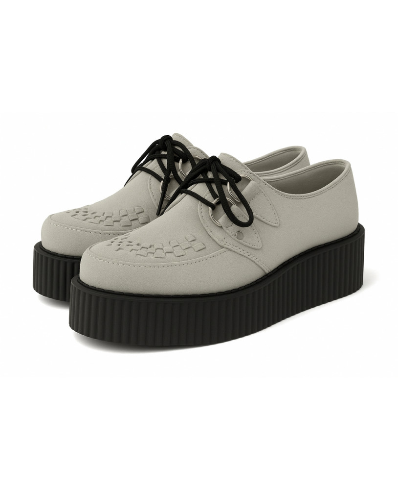 Unisex light grey suede creepers with black double sole – Nevermind