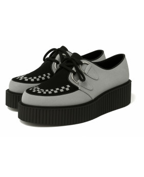 Unisex-Creepers aus grauem und schwarzem Wildleder mit Doppelsohle – Nevermind