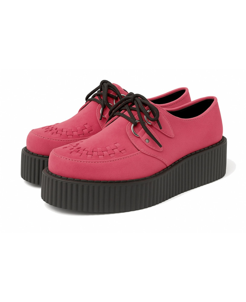 : Unisex pink suede creepers with black platform – Nevermind