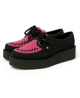 Unisex-Creepers aus rosa und schwarzem Wildleder mit Doppelsohle – Nevermind