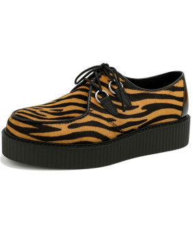 Creepers Nevermind cowhide tiger print & black leather – double sole.