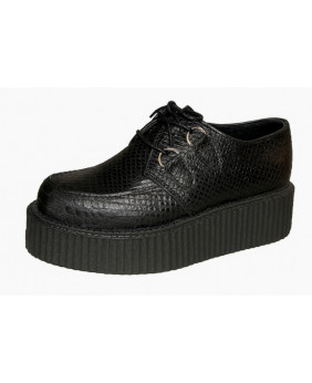 Creepers Nevermind black embossed snake leather – double sole.