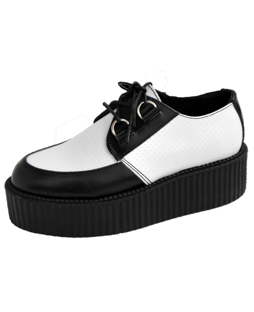 Creepers pelle traforata bianco e nero – suola doppia.