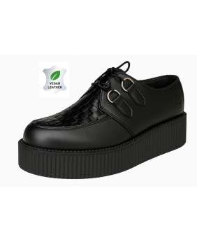 Creepers Nevermind black vegan leather woven – double sole.