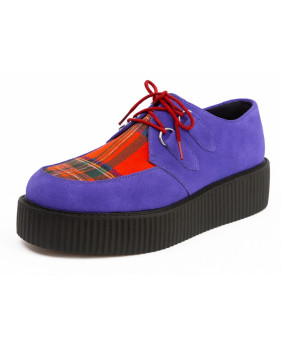 Creepers in purple suede and red tartan – double sole – NEVERMIND.