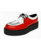 Red and white leather Creepers with perforated details – double sole – NEVERMIND.