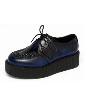 NEVERMIND Creepers in gradient midnight blue leather with black double sole.