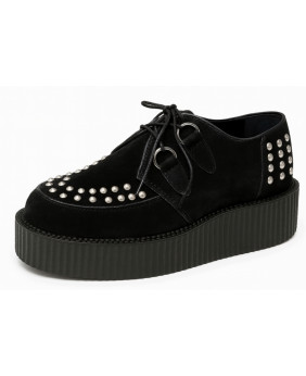 NEVERMIND Creepers in black suede with silver metallic studs.