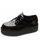 Creepers Nevermind-Shoes en ante negro con estampado leopardo blanco & negro y doble suela.