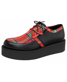 Nevermind double sole Creepers – black leather and red tartan