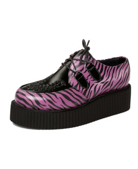 Nevermind double sole Creepers – purple-pink and black zebra print