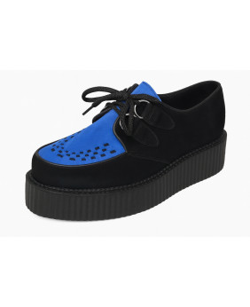 Nevermind black and blue suede double sole creepers.