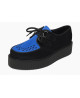 Creepers Nevermind in suede vegano nero e blu con doppia suola.