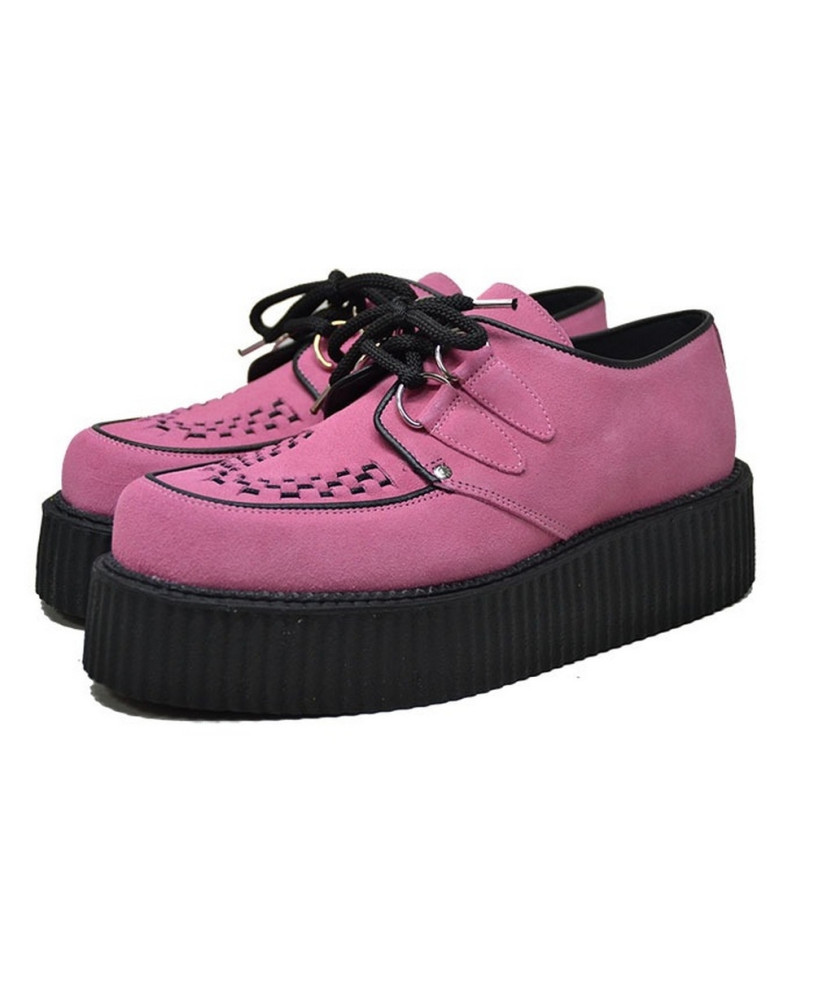 Creepers Nevermind en ante rosa con doble suela.