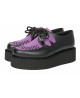 Nevermind Creepers in black leather & purple leather, double rubber sole, bold statement style.