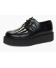 Creepers Nevermind black leather & zebra cowhide, double sole.