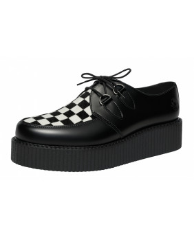 Creepers Nevermind noires à damier en cuir et fourrure bovine à double semelle