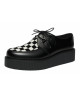 Creepers nere a scacchi in pelle e pelo bovino Nevermind con suola doppia