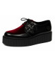 Nevermind Creepers schwarz aus Leder und bordeauxrotem Samt mit Doppelssohle