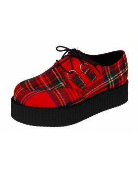 Creepers Nevermind red tartan with double sole.