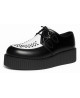 Creepers Nevermind black leather with white vamp and black weaving, double sole