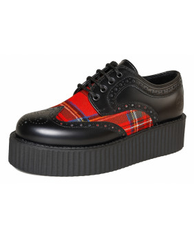 Nevermind double-sole Creepers – black brogue leather & red tartan.