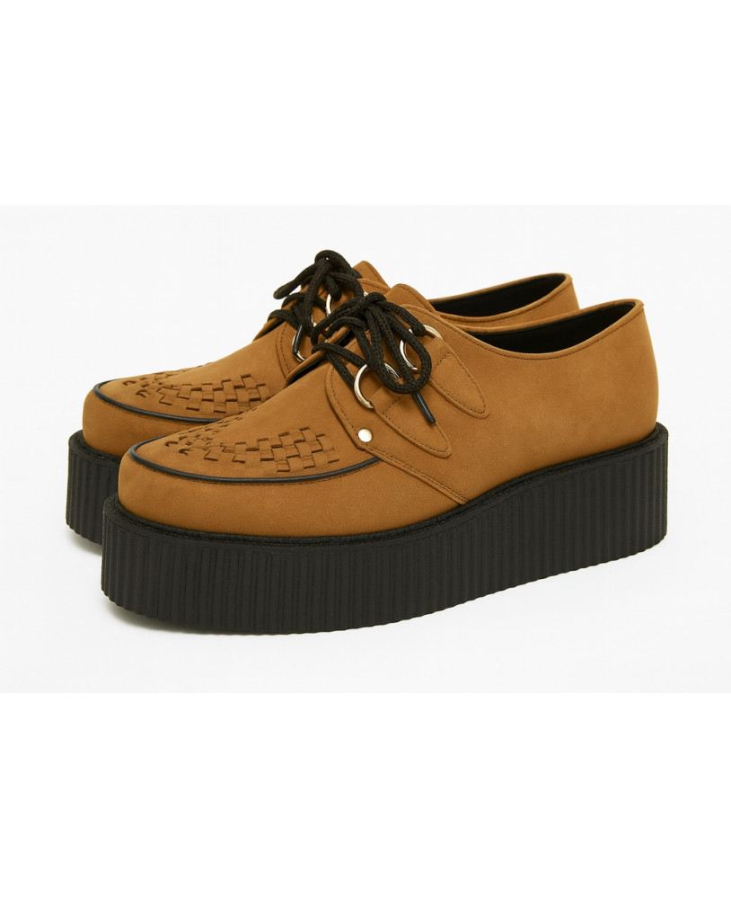 Nevermind camel nubuck creepers with black platform sole – where comfort meets timeless style.