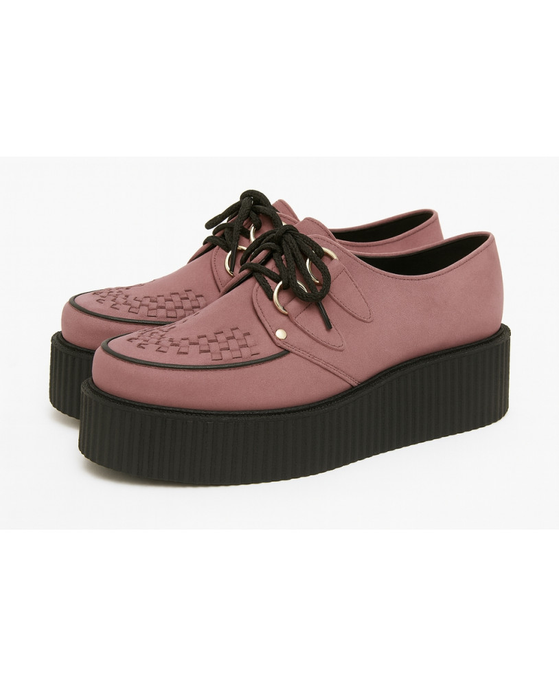 Creepers Nevermind in nabuk rosa antico con suola piattaforma nera – morbidezza rétro con carattere deciso.