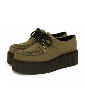Creepers Nevermind in nabuk kaki con suola piattaforma nera – robuste e urbane.