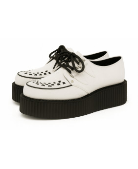 Creepers Nevermind en nubuck blanc avec semelle plateforme noire – minimalisme et audace.