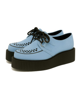 Nevermind light blue nubuck creepers with double black sole – a reimagined classic for a bold style.