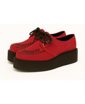 Creepers Nevermind en nubuck rouge vif à double semelle – intensité et caractère sur semelle noire.