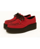 Creepers Nevermind en nubuck rouge vif à double semelle – intensité et caractère sur semelle noire.